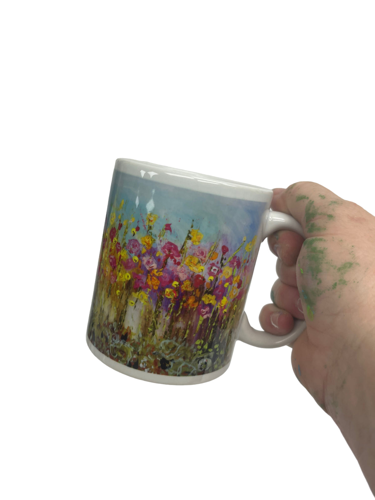 Flower garden coffee mug with art by Tracee Gentry Matthews
