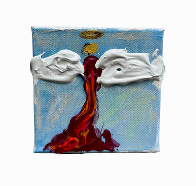 Angel on Blue with Thick Wings
