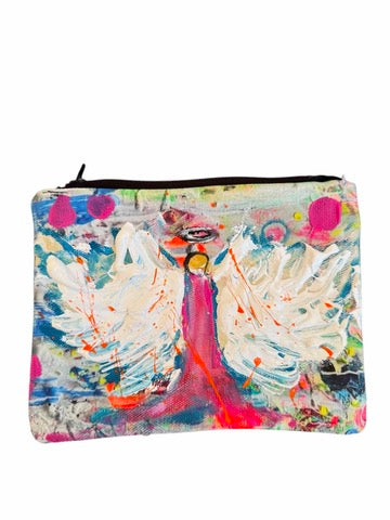 One-of-a-kind stitched pink angel bag by Tracee Gentry Matthews