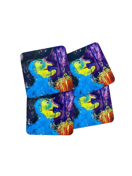 Halloween witch coasters, set of 4, by Tracee Gentry Matthews