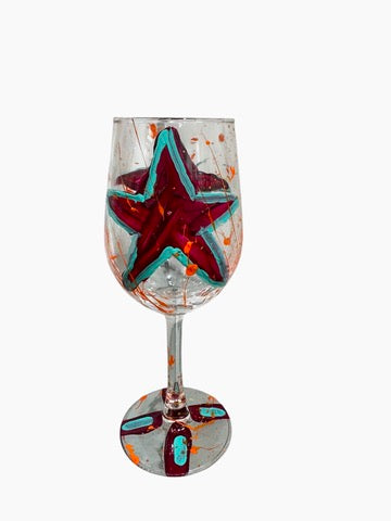 Hand-painted star wine glass by Tracee Gentry Matthews