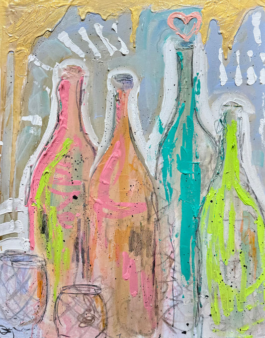 Wine painting, 30x24 inch original by Tracee Gentry Matthews