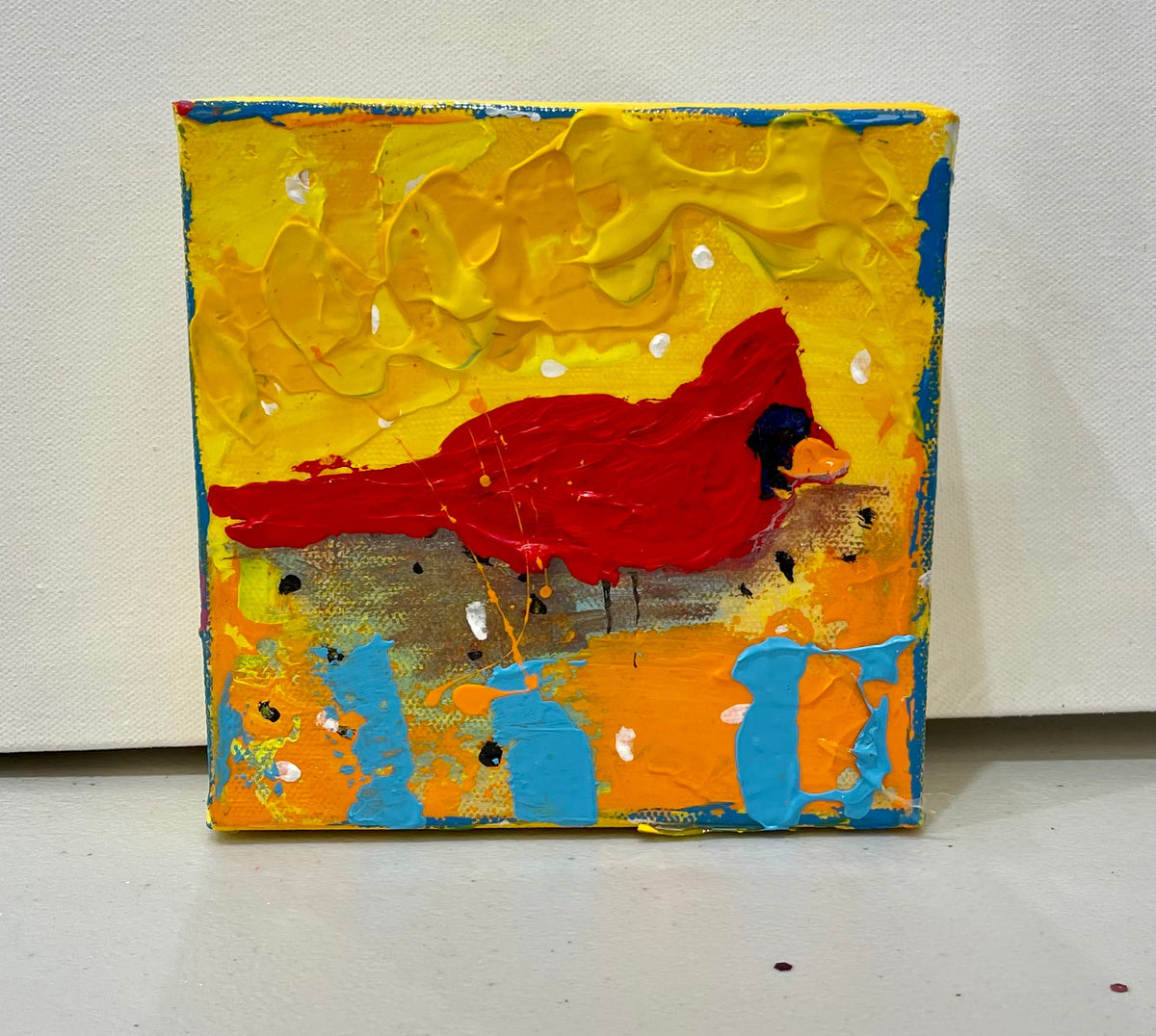 Cardinal with Blue Lines