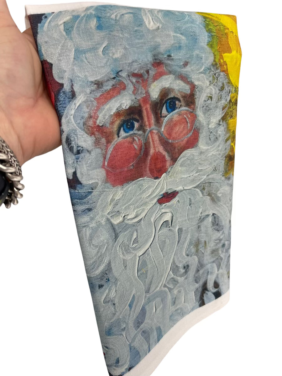 Christmas Santa tea towel A by Tracee Gentry Matthews