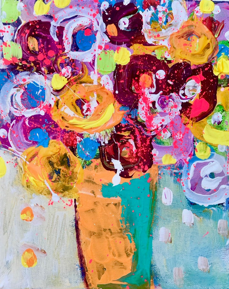 Floral, 8x10 inch matted canvas print by Tracee Gentry Matthews