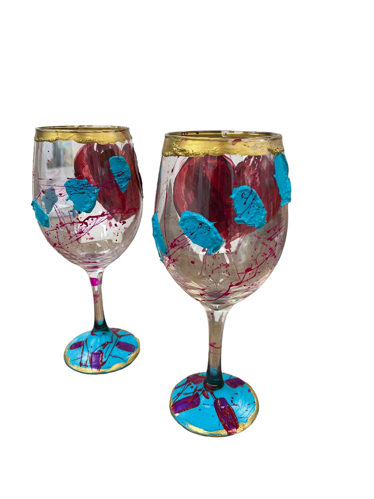 Hand-painted wine glasses C by Tracee Gentry Matthews, view 3