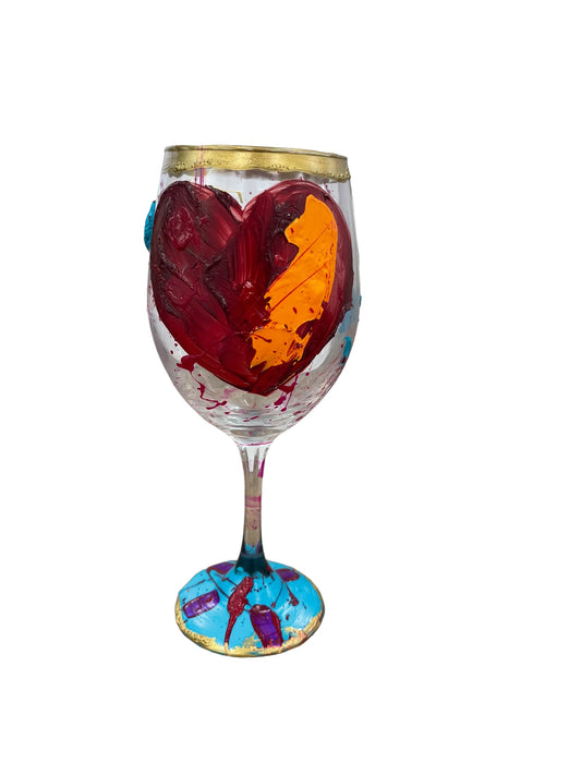 Colorful hand-painted wine glasses C by Tracee Gentry Matthews