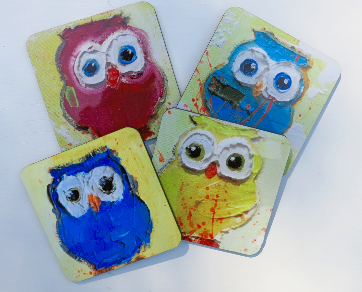Owl coasters by Tracee Gentry Matthews