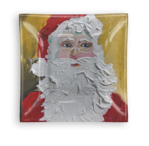 Santa glass tray, 6x6 inch, by Tracee Gentry Matthews