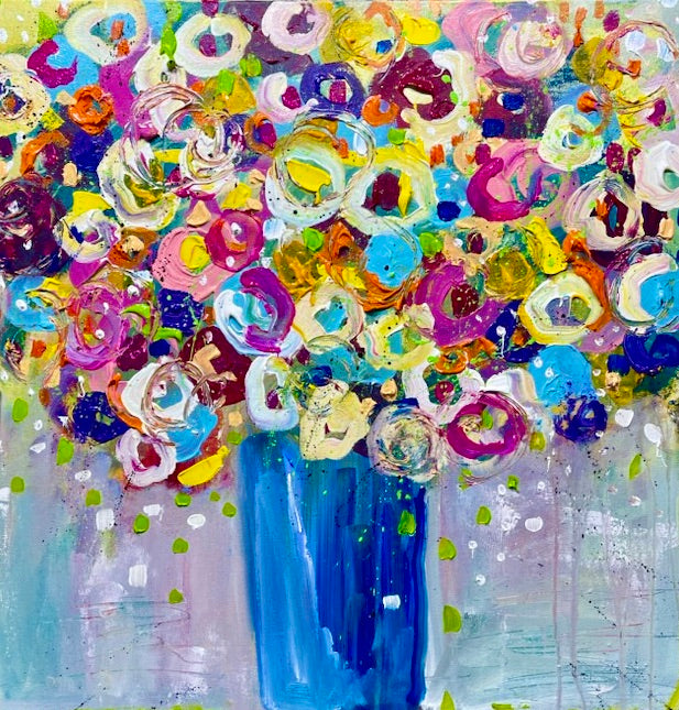 Abstract floral, 36x36 inch stretched canvas print by Tracee Gentry Matthews