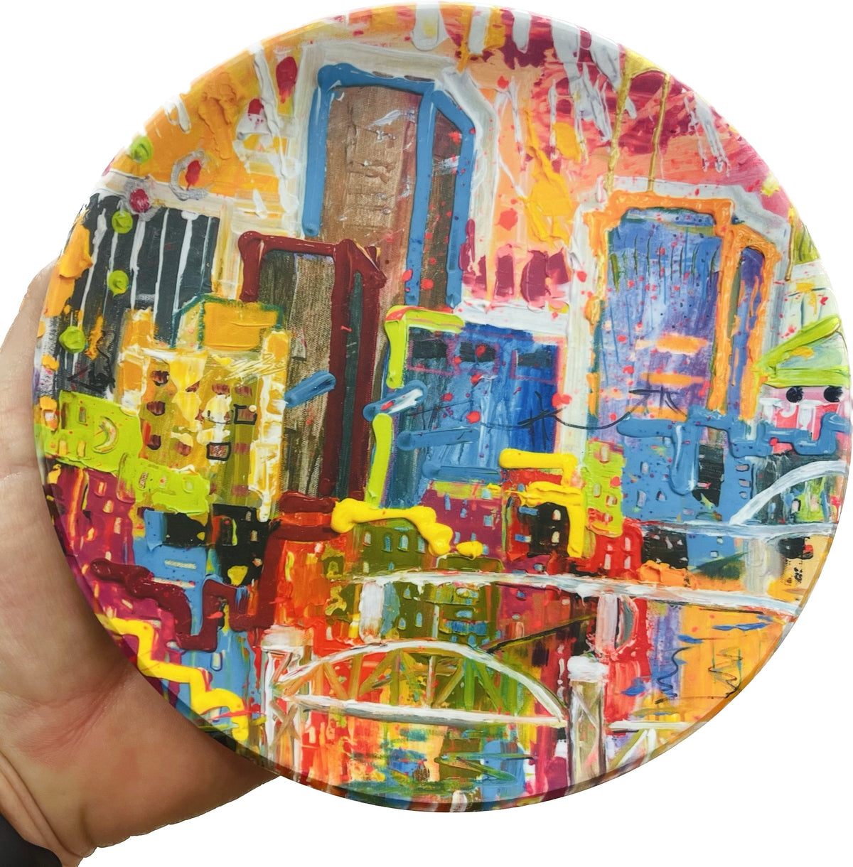 Small decorative plate with Little Rock cityscape by Tracee Gentry Matthews