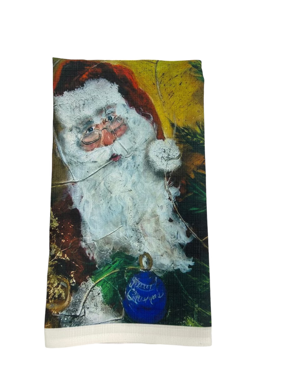 Christmas Santa tea towel B by Tracee Gentry Matthews