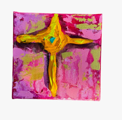 Yellow Cross on Pink