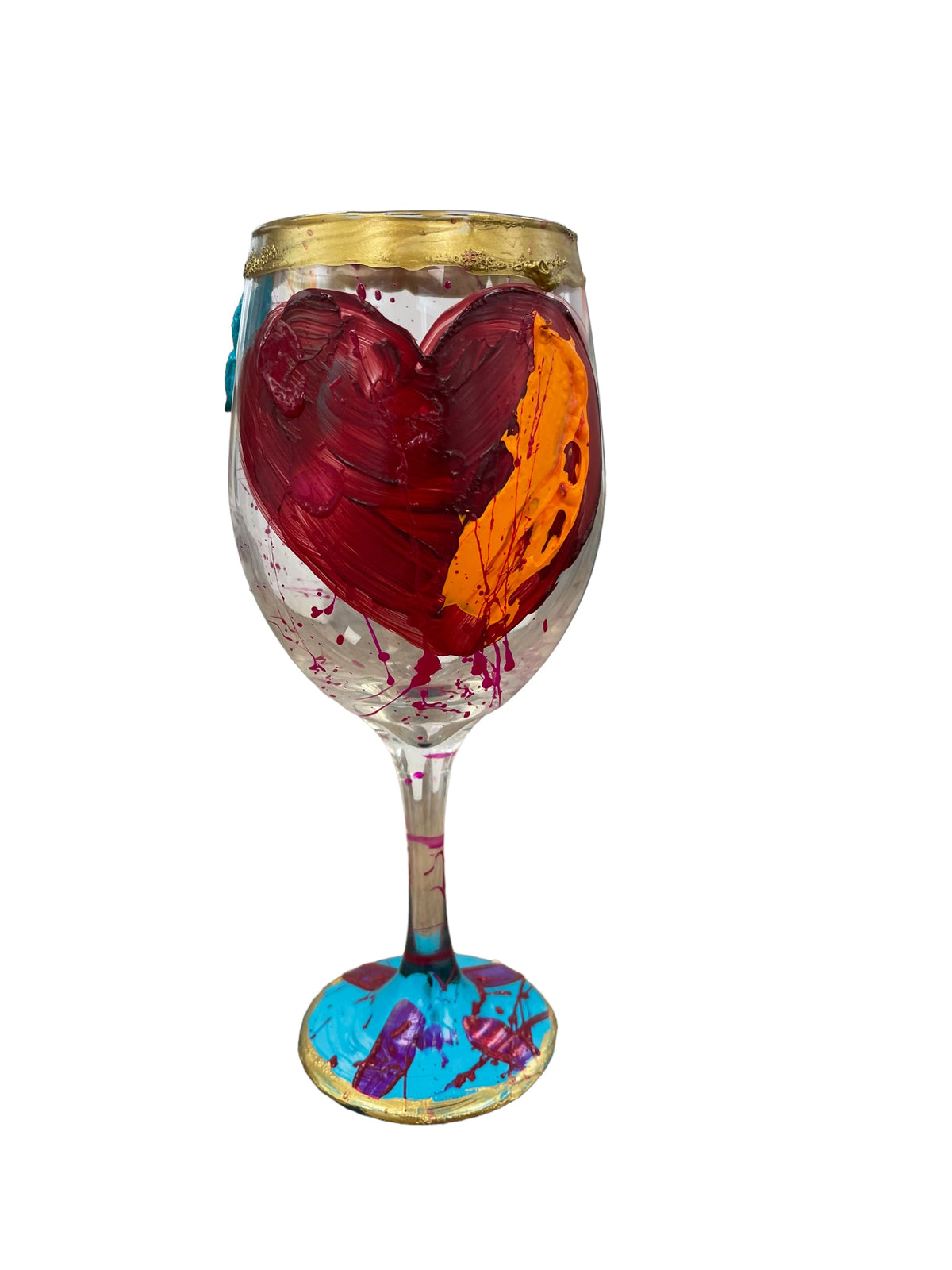 Colorful hand-painted wine glasses D by Tracee Gentry Matthews