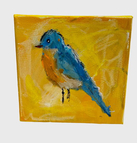 Love bluebird, 6x6 inch small original painting by Tracee Gentry Matthews