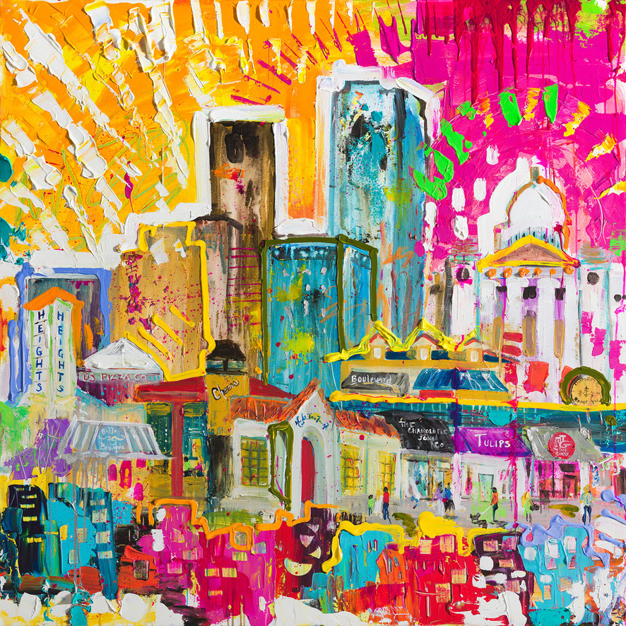 Little Rock and the Heights, 36x36 inch stretched canvas print by Tracee Gentry Matthews