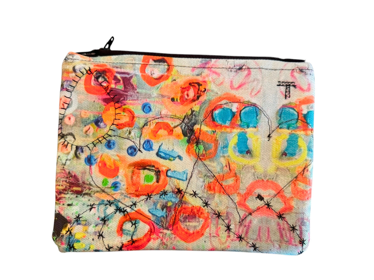 One-of-a-kind stitched double heart bag by Tracee Gentry Matthews