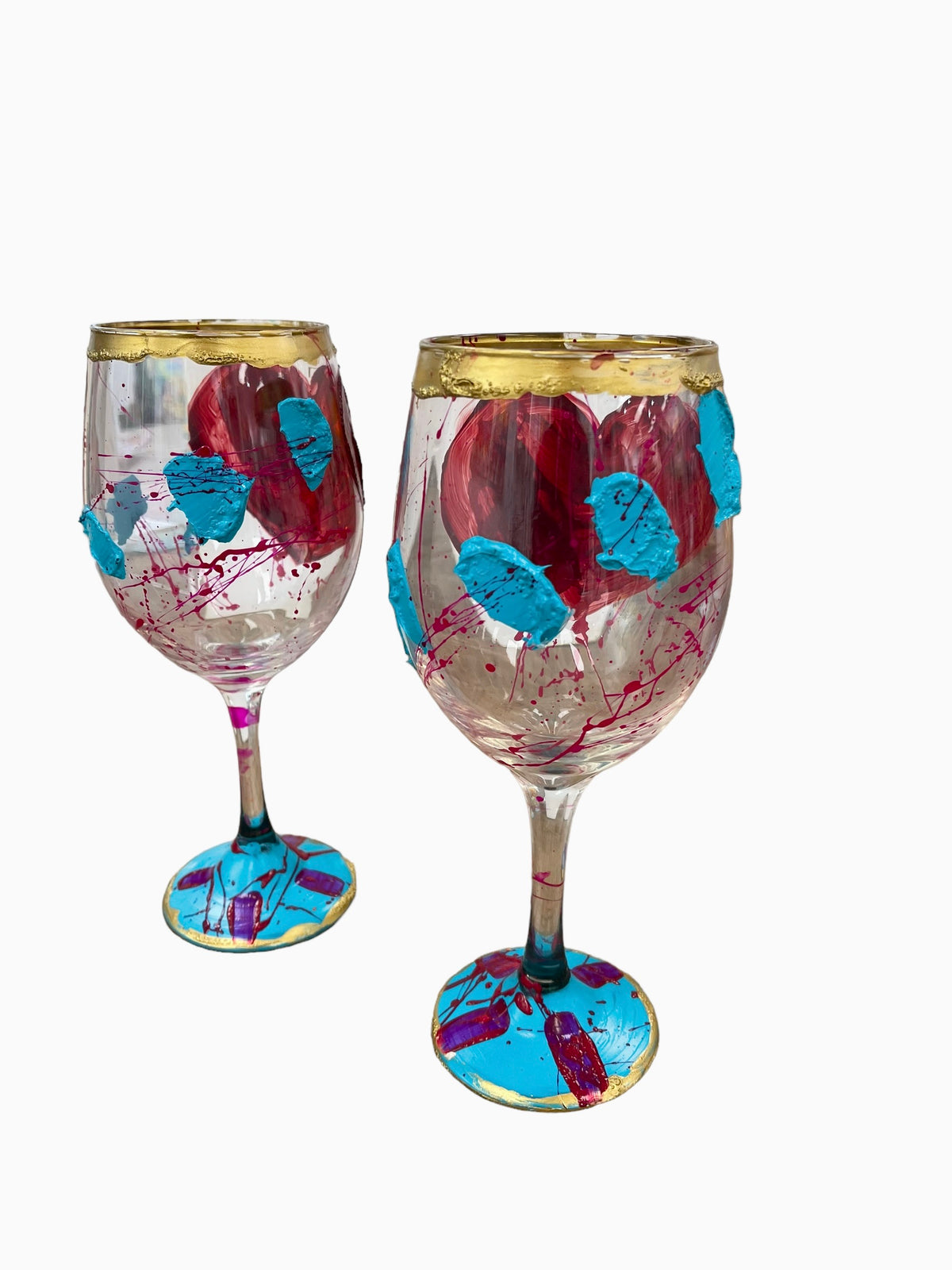 Hand-painted wine glasses D by Tracee Gentry Matthews, view 4