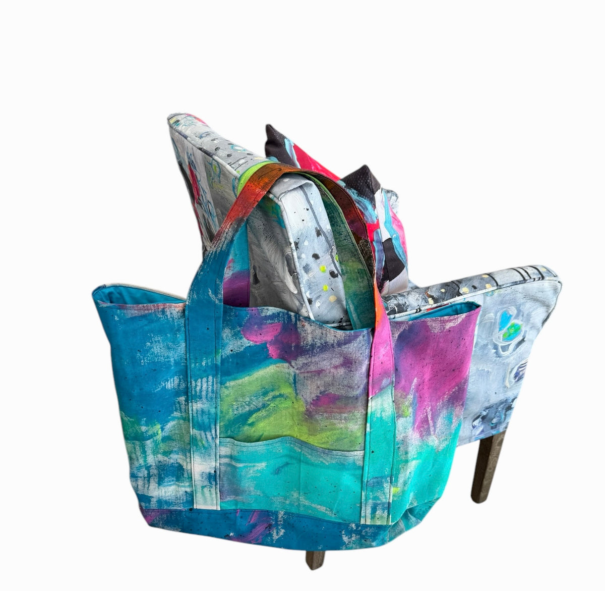 One-of-a-kind big tote bag with art by Tracee Gentry Matthews