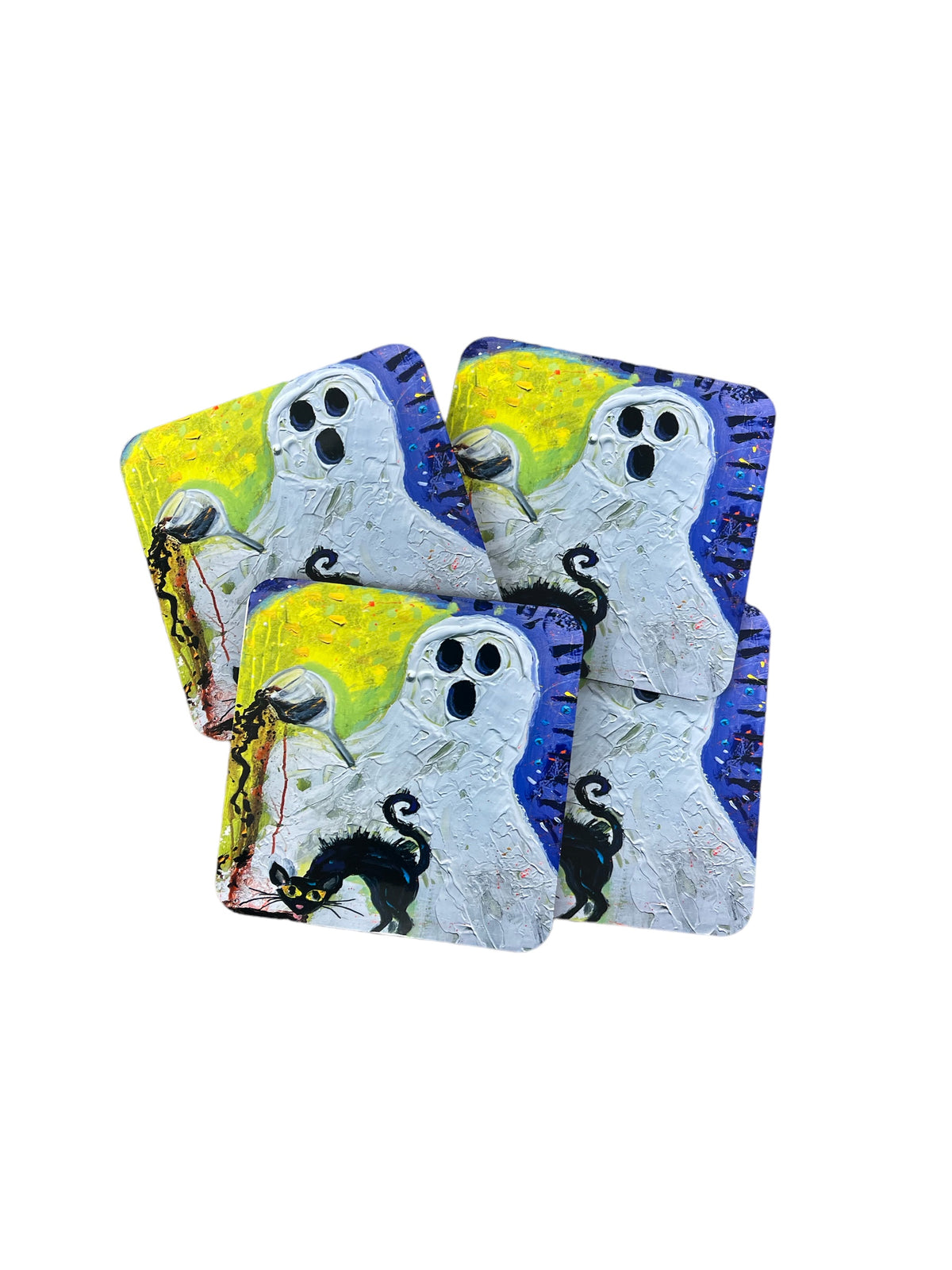Halloween ghost coasters, set of 4, by Tracee Gentry Matthews