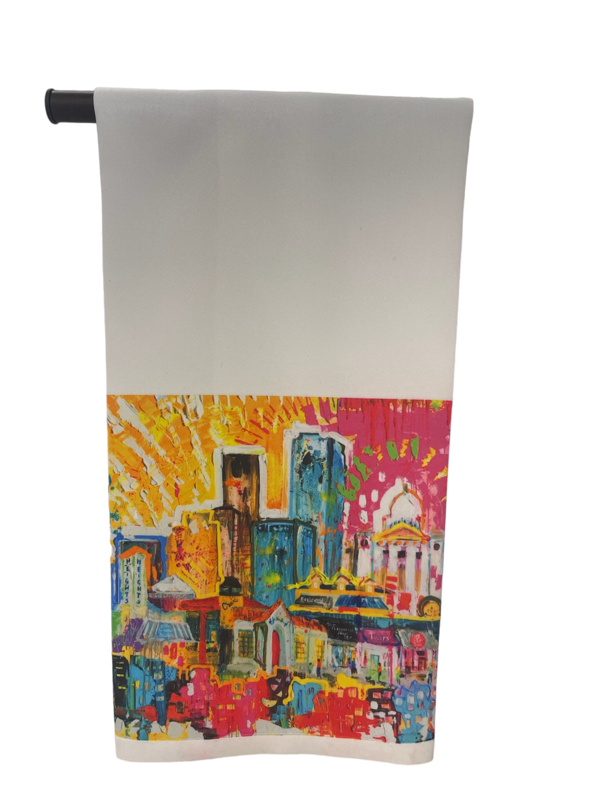 Little Rock Heights tea towel printed from an original painting by Tracee Gentry Matthews