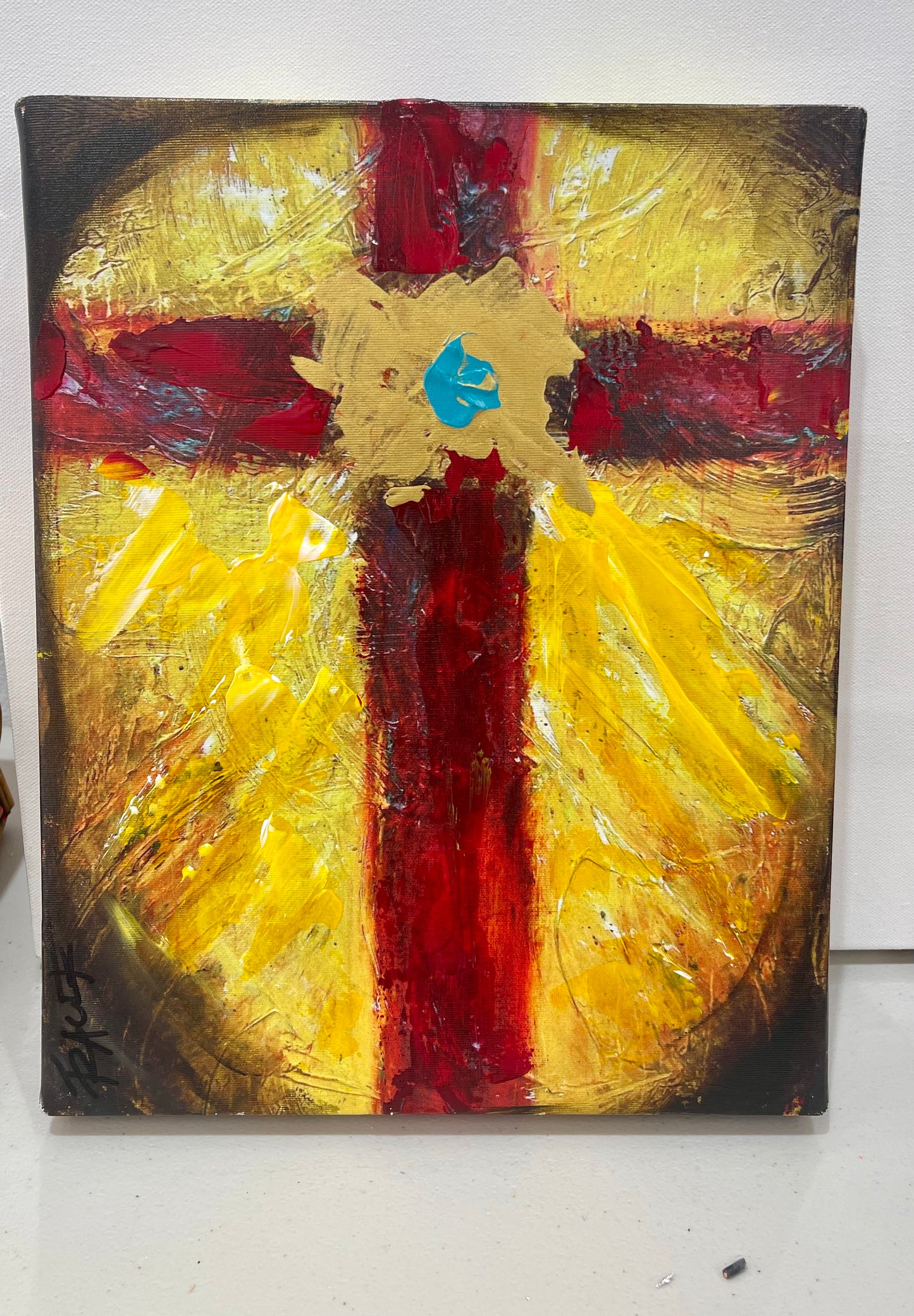 Grateful cross, 11x14 inch stretched canvas print with hand-added paint by Tracee Gentry Matthews