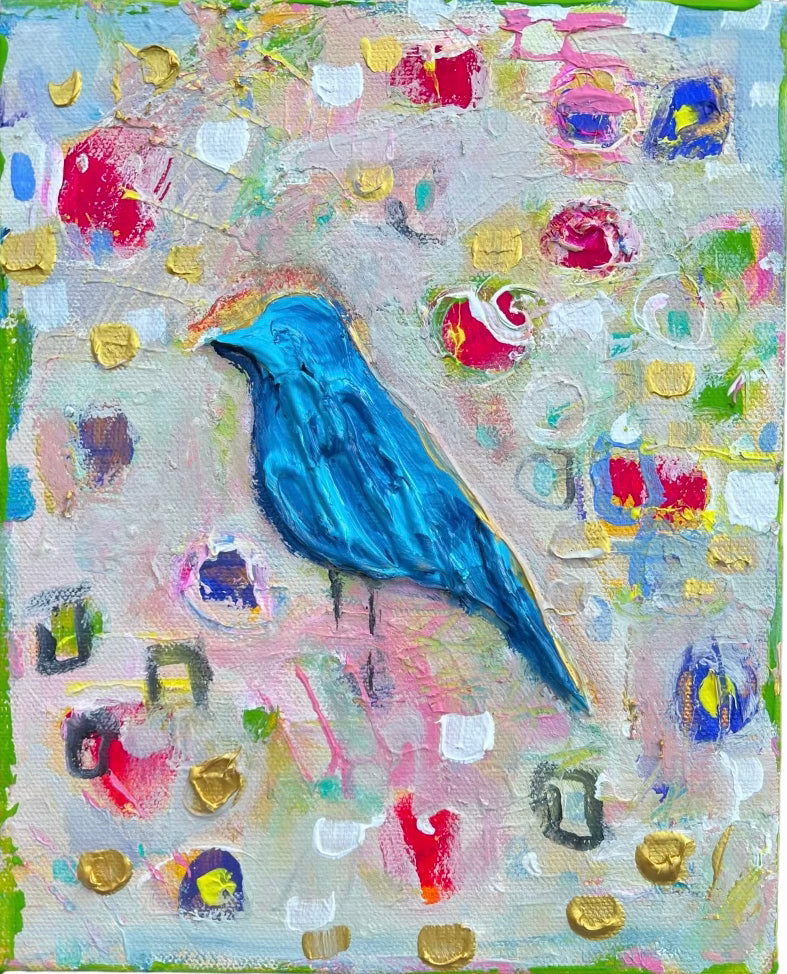 Bluebird, 8x10 inch matted canvas print by Tracee Gentry Matthews