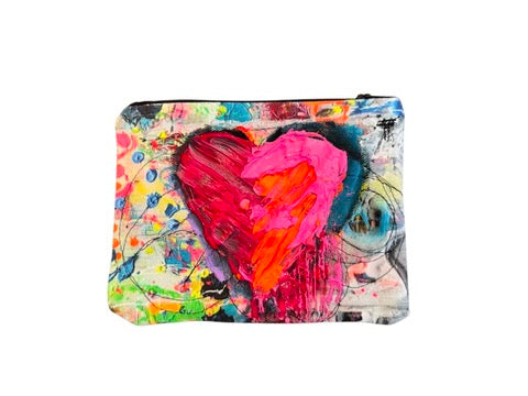 One-of-a-kind stitched red and pink heart bag by Tracee Gentry Matthews