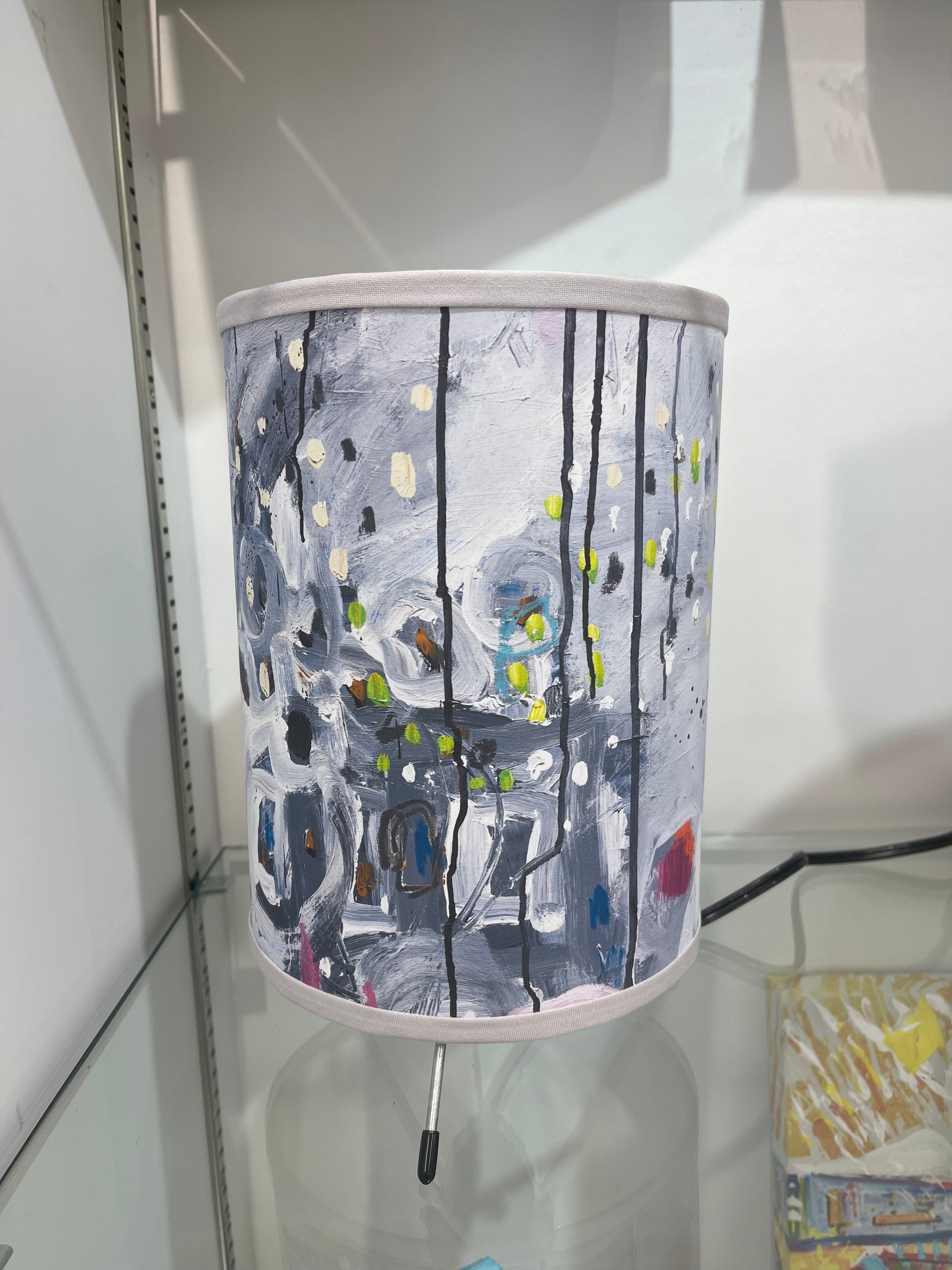 Art lamp in black, white and hot pink by Tracee Gentry Matthews
