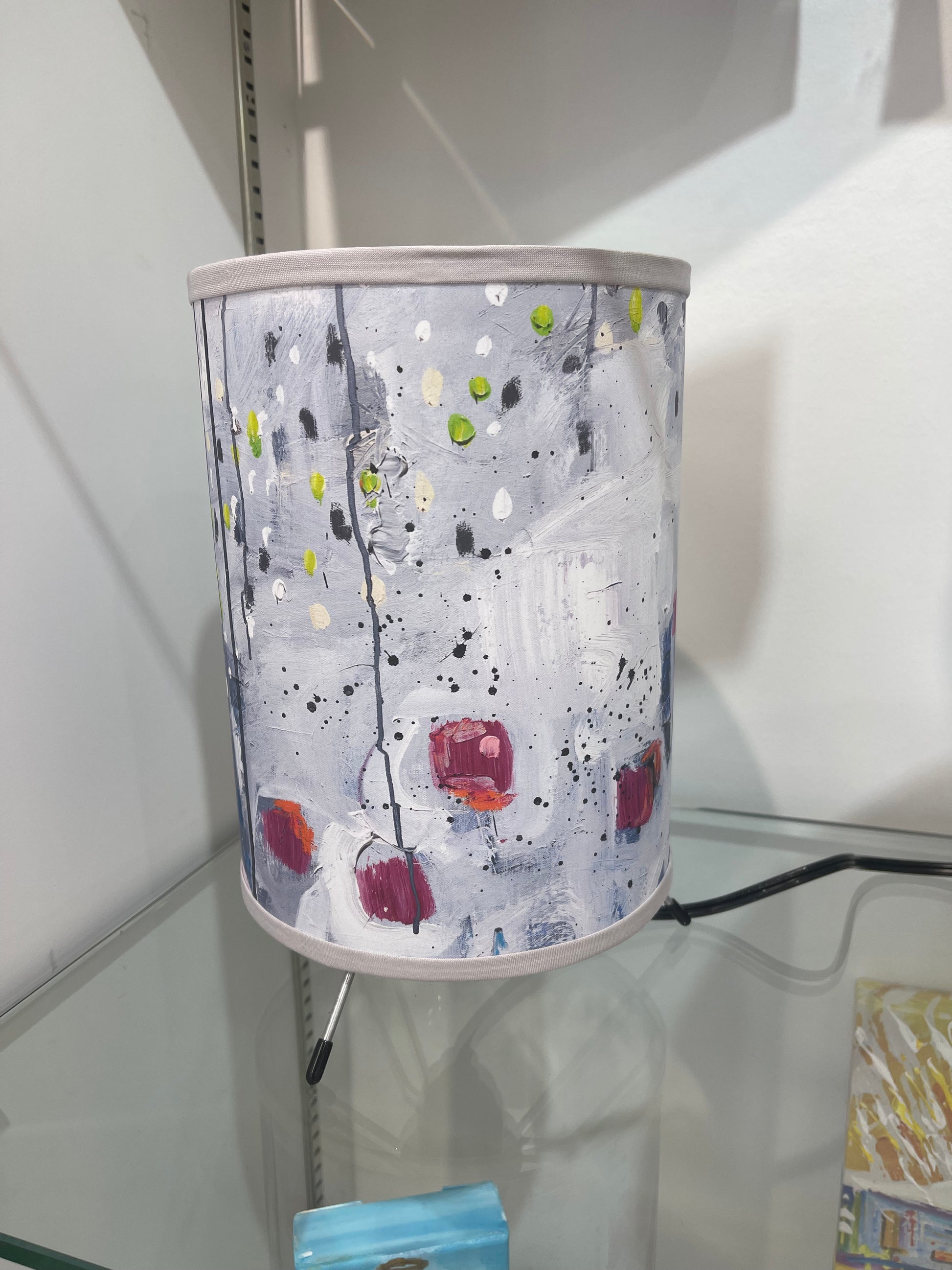 Black, white and hot pink art lamp by Tracee Gentry Matthews, view 2