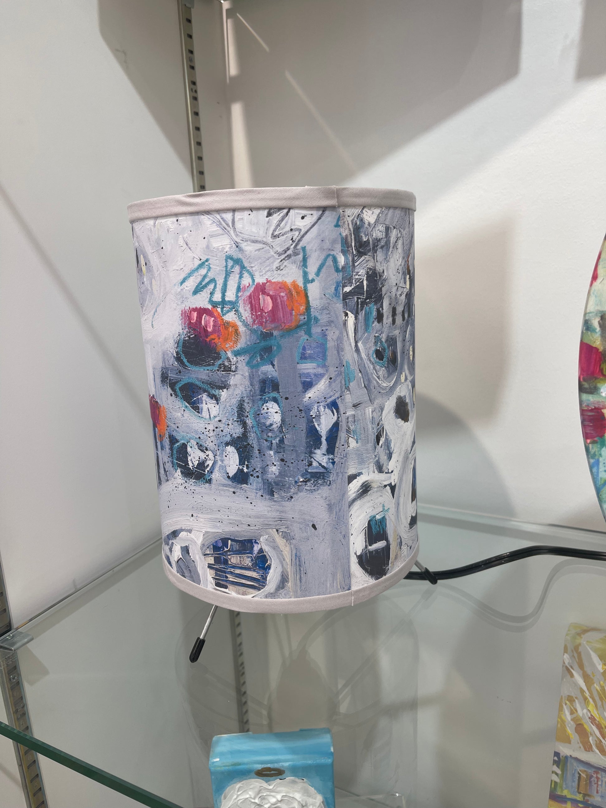 Black, white and hot pink art lamp by Tracee Gentry Matthews, view 3