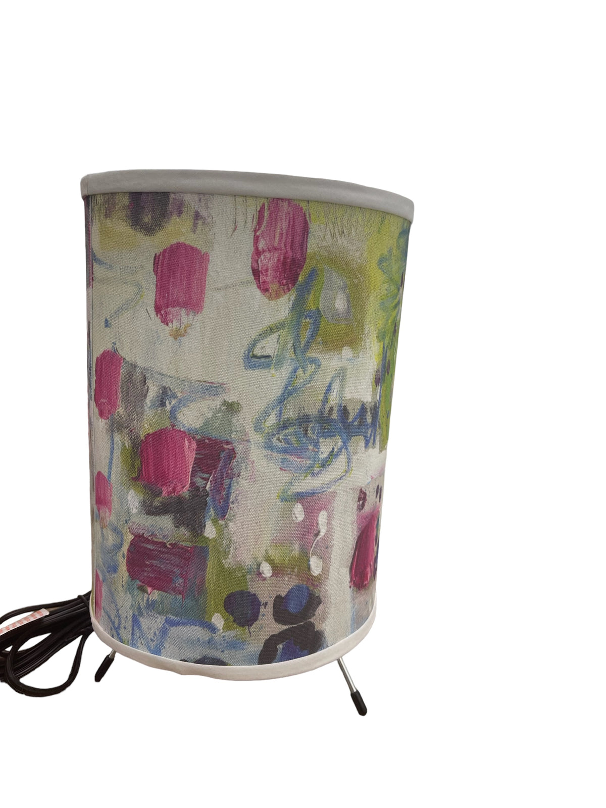 Art lamp with green abstract painting by Tracee Gentry Matthews