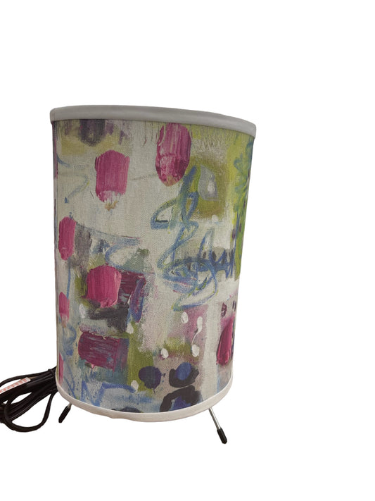 Art lamp with green abstract painting by Tracee Gentry Matthews