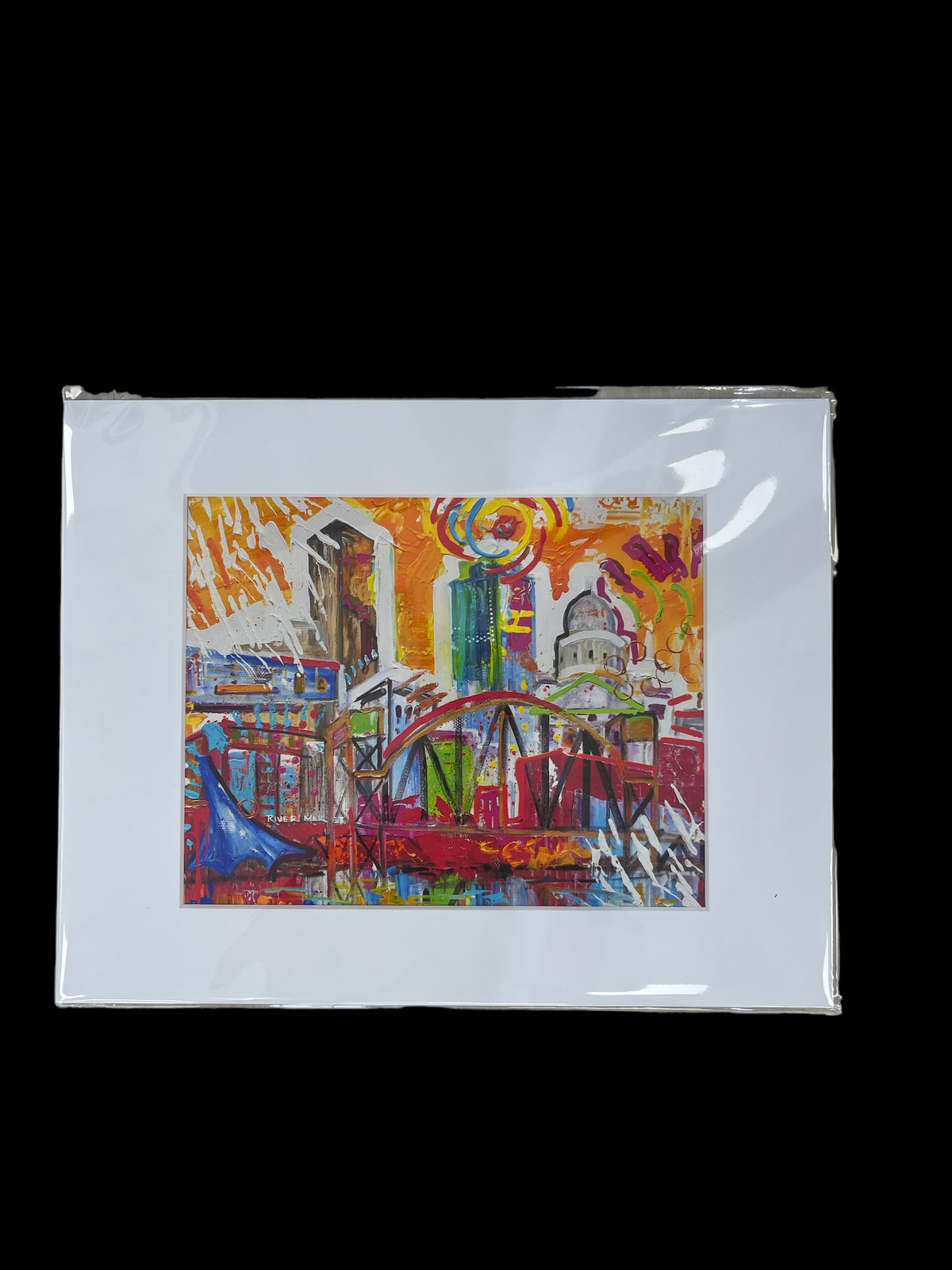 Little Rock cityscape matted canvas print by Tracee Gentry Matthews