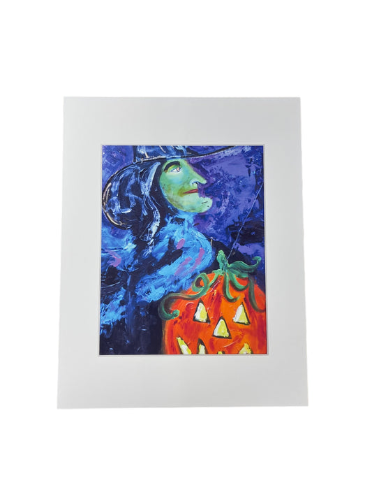 Halloween witch matted canvas print by Tracee Gentry Matthews