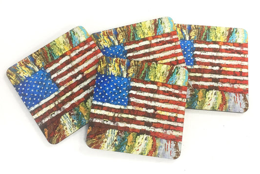 American flag coasters from a painting by Pat Matthews