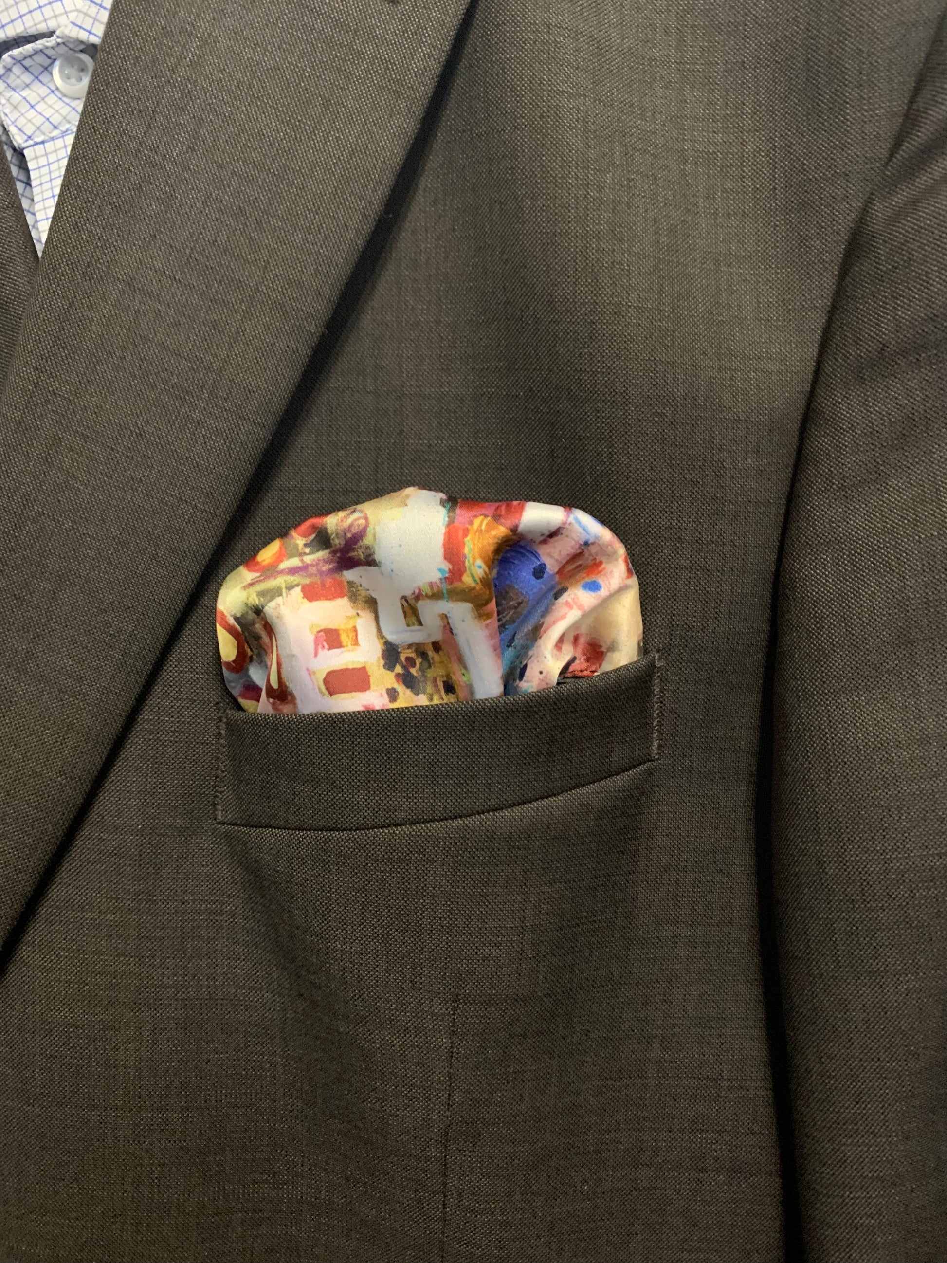 Colorful abstract pocket square by Tracee Gentry Matthews, view 3
