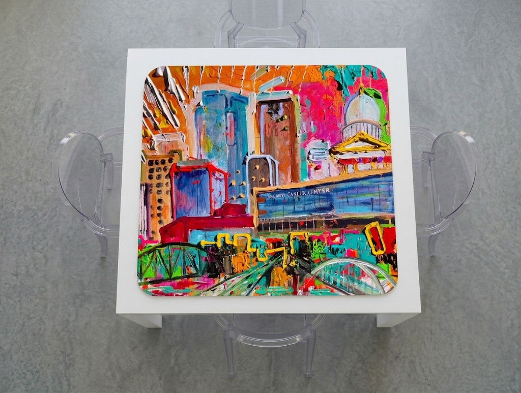 Mahjong mat printed from an original painting by Tracee Gentry Matthews