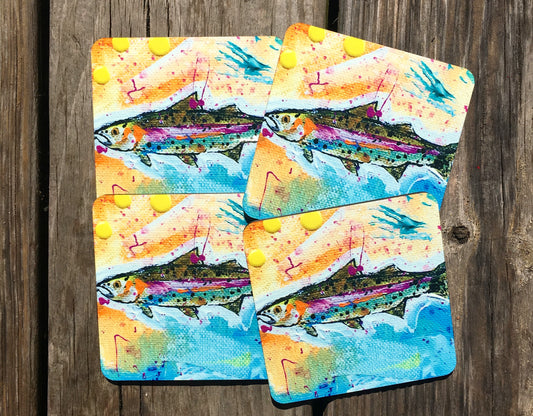 Rainbow trout coasters by Tracee Gentry Matthews