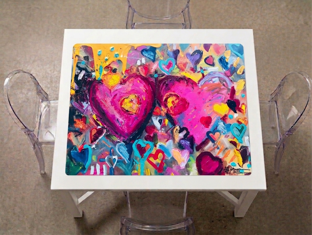 Mahjong mat printed from an original painting by Tracee Gentry Matthews