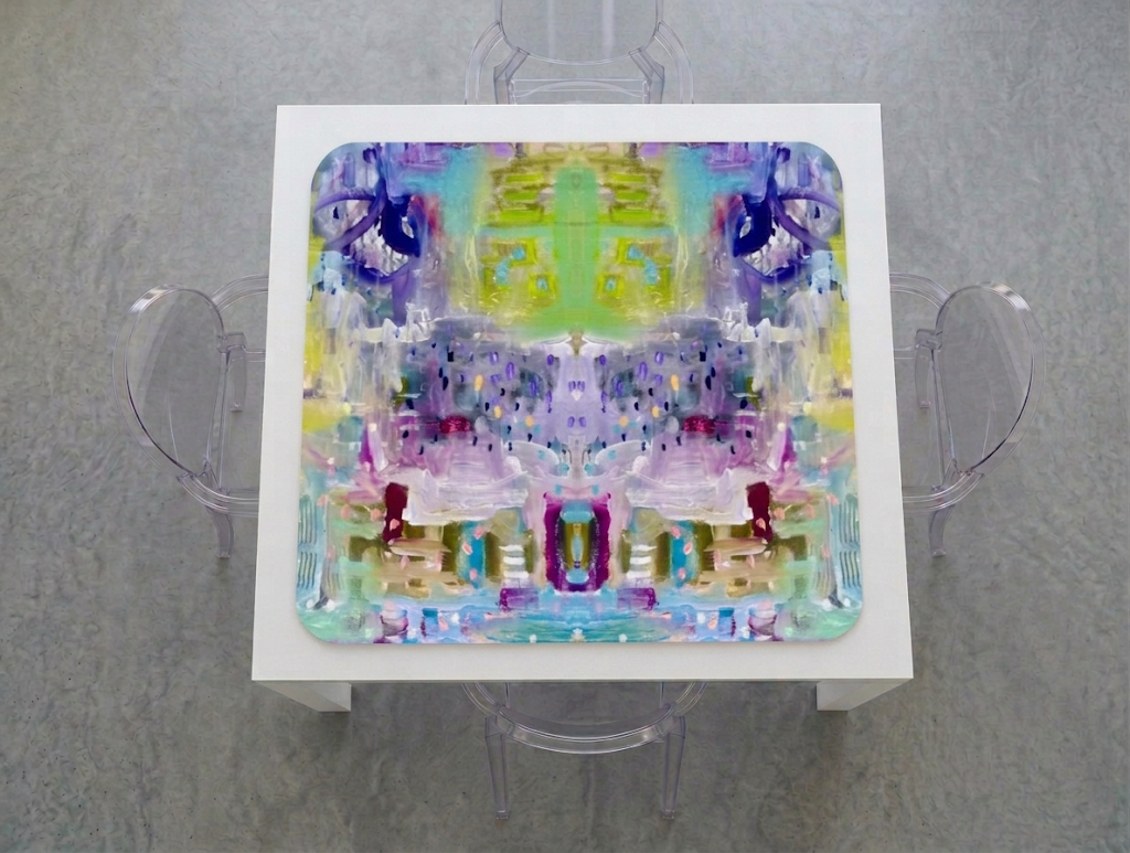 Mahjong mat printed from an original painting by Tracee Gentry Matthews