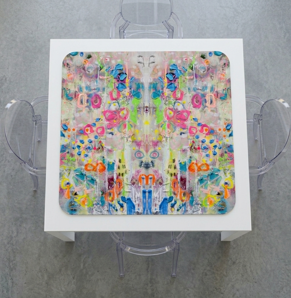 Mahjong mat printed from an original painting by Tracee Gentry Matthews
