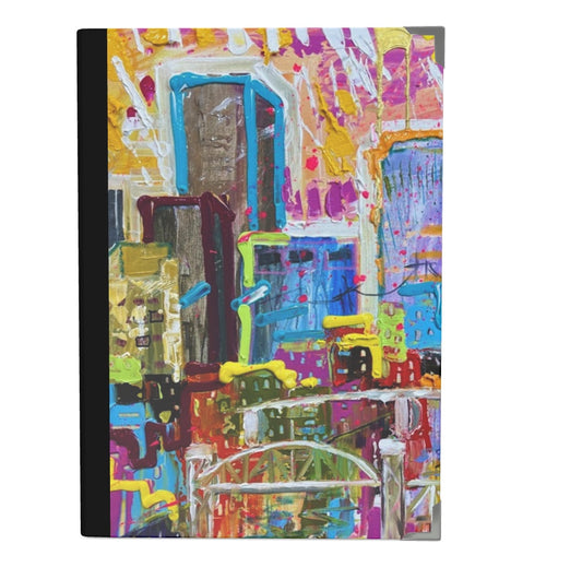 Cityscape journal with blank pages, cover art by Tracee Gentry Matthews
