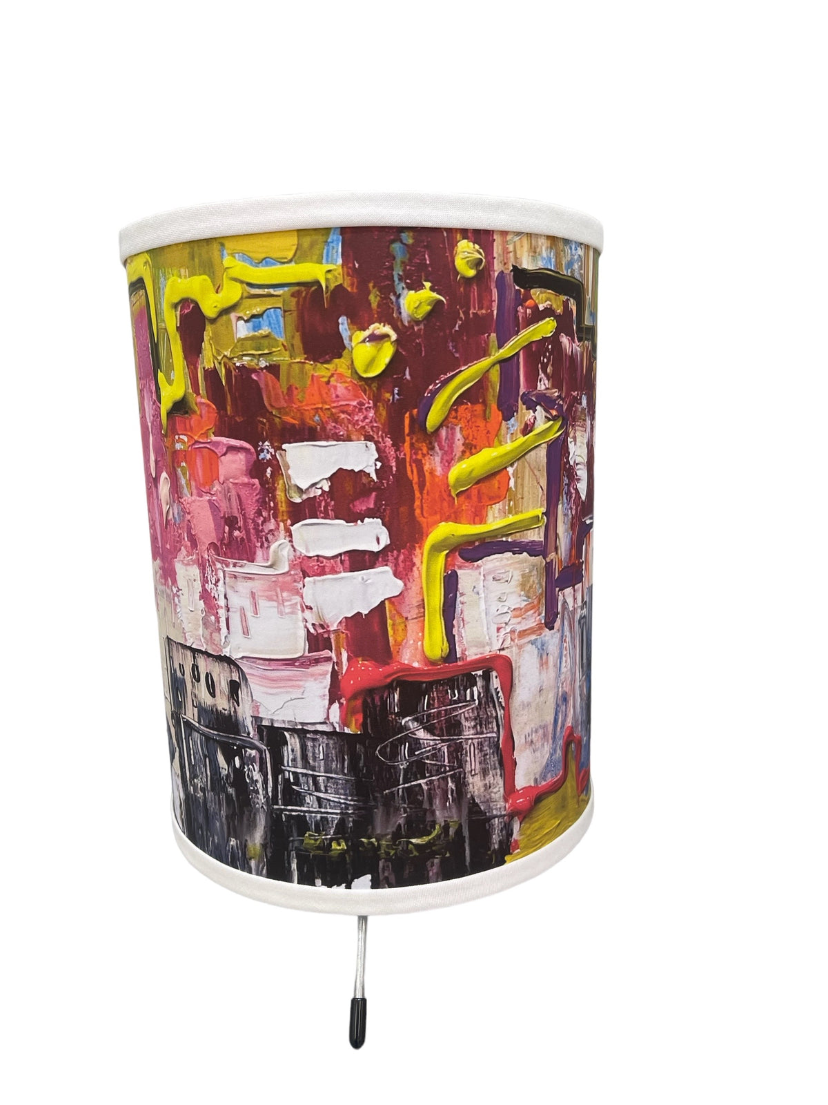 Art lamp with abstract city painting by Tracee Gentry Matthews