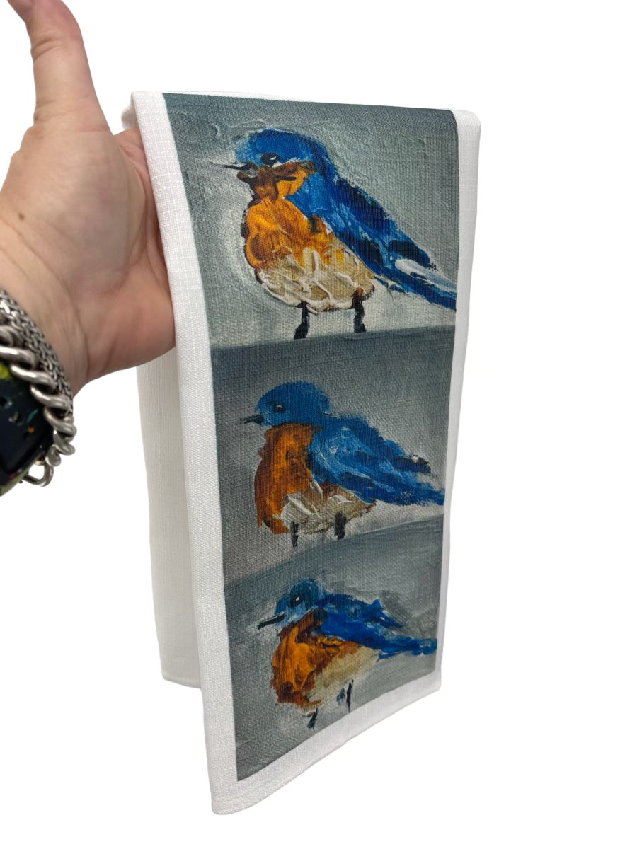 Bluebird tea towel by Tracee Gentry Matthews