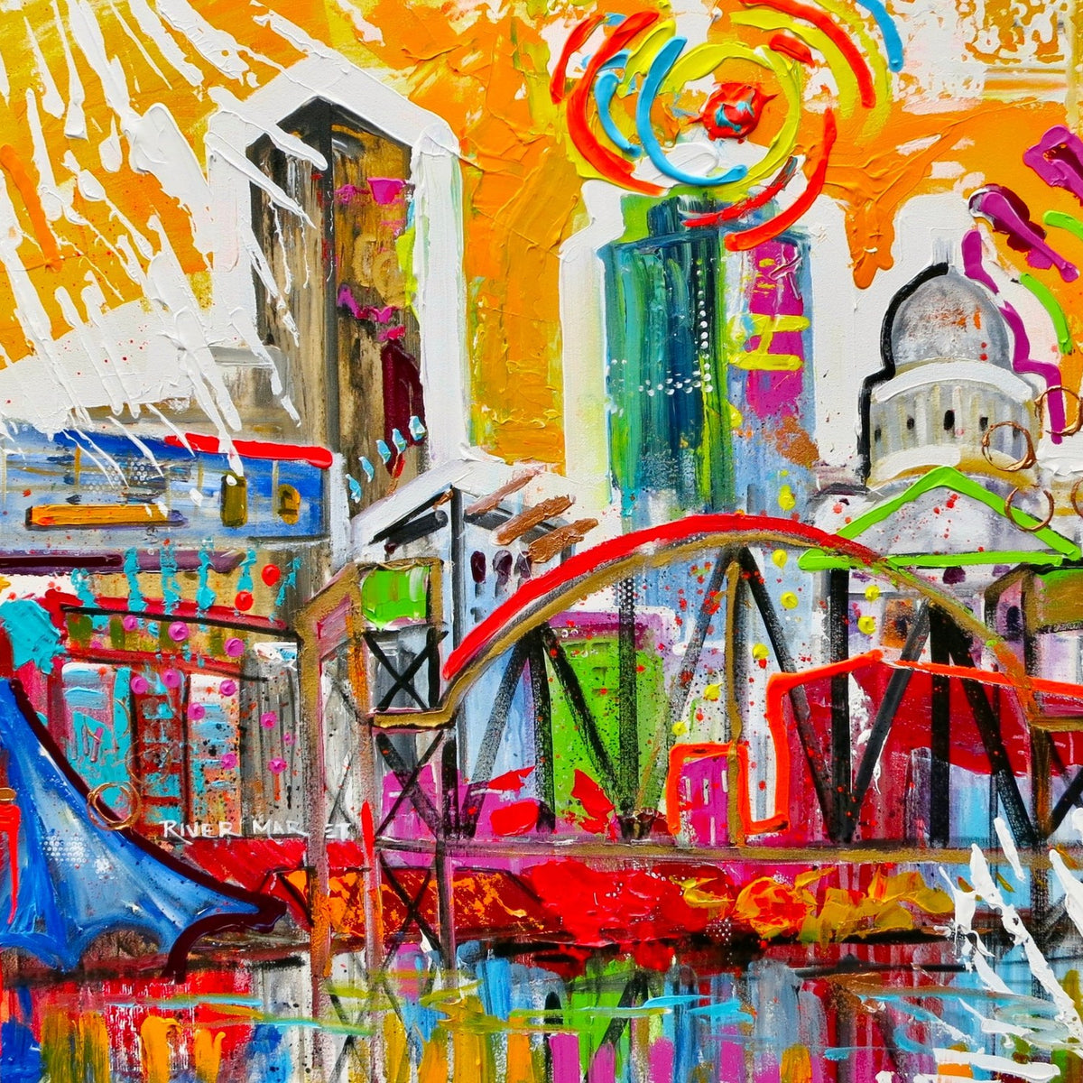 Little Rock River Market & Capitol Mahjong Mat artwork by Tracee Gentry Matthews