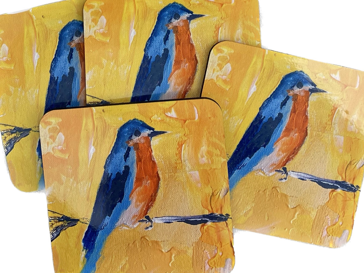Little birdie coasters, set of 4, by Tracee Gentry Matthews