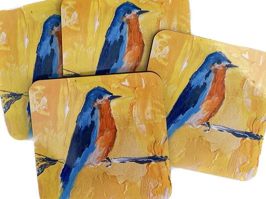 Little birdie coasters, set of 4, by Tracee Gentry Matthews