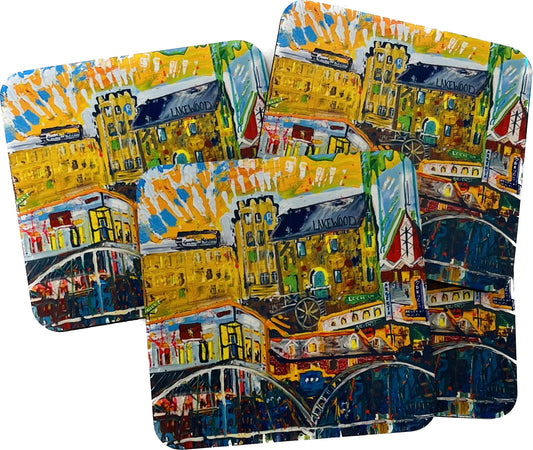 North Little Rock coasters, set of 4, by Tracee Gentry Matthews