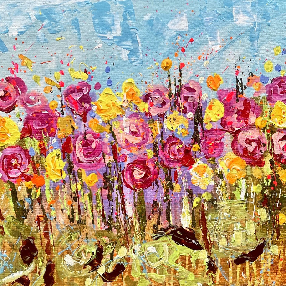 Wildflower Roses Mahjong Mat artwork by Tracee Gentry Matthews
